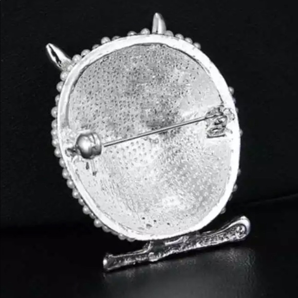 Owl pearl/rhinestone brooch.silver colored.NWT - Picture 3 of 3